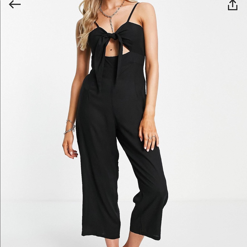 ASOS Esmee exclusive tie front jumpsuit in black